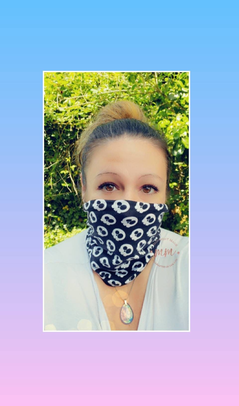 Adult face cover, gaiter neck, buff, scarf, bandana headband hair cover, soft mask Midnight Made