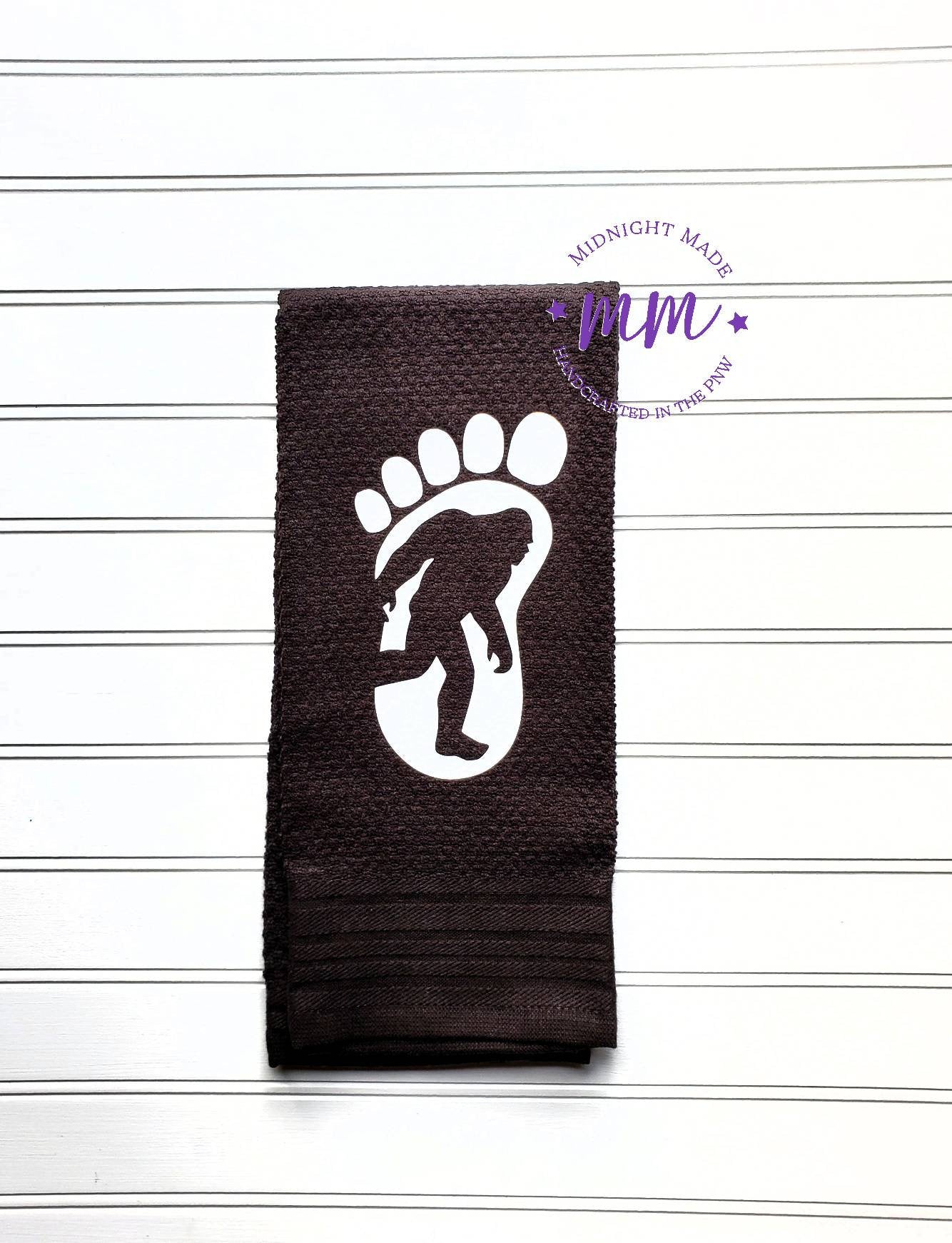 Bigfoot Sasquatch Yetty Yeti decor, funny towel decor Midnight Made