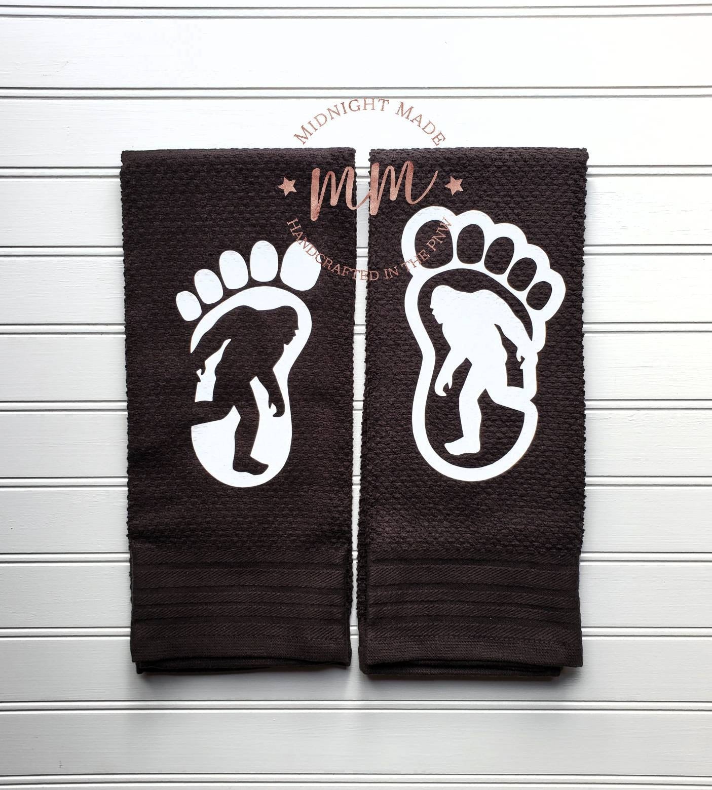 Bigfoot Sasquatch Yetty Yeti decor, funny towel decor Midnight Made