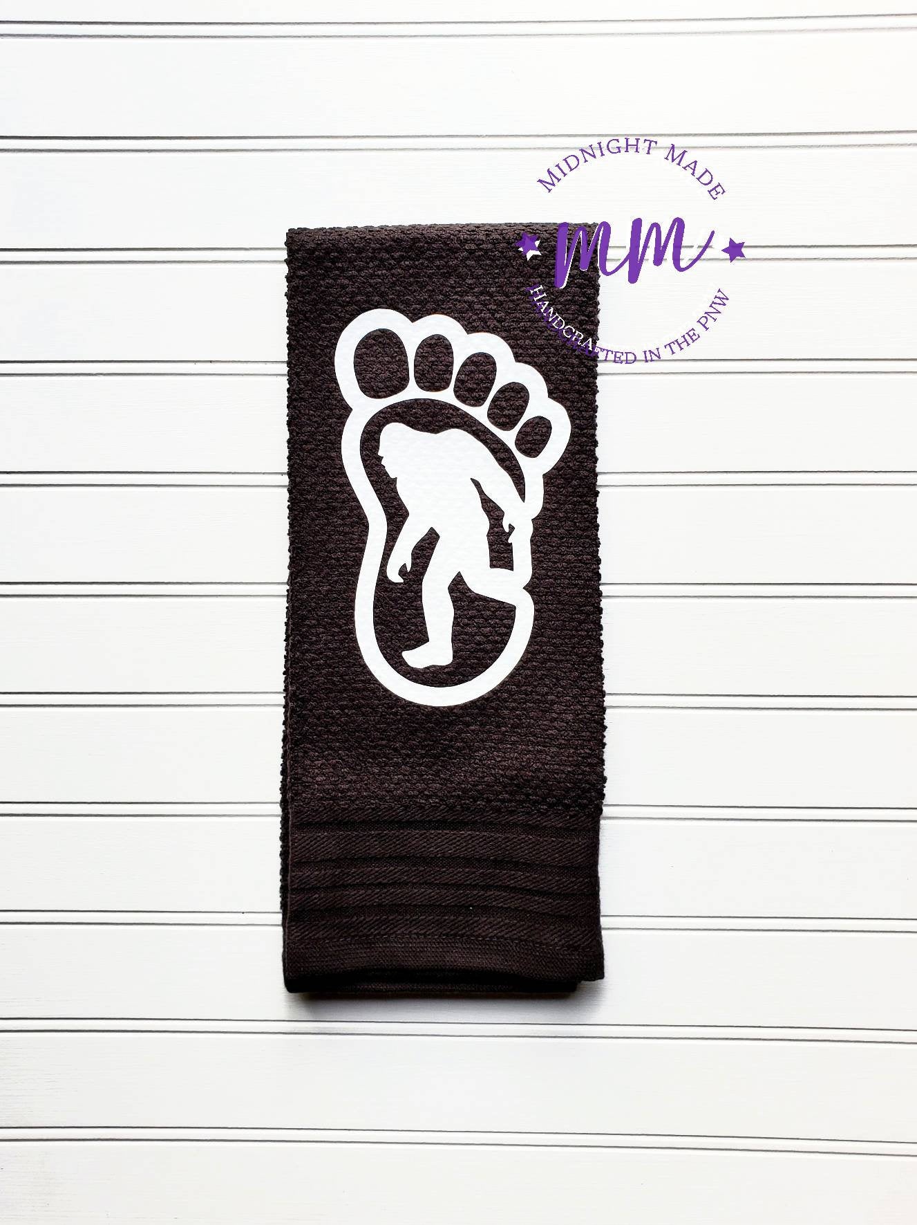 Bigfoot Sasquatch Yetty Yeti decor, funny towel decor Midnight Made