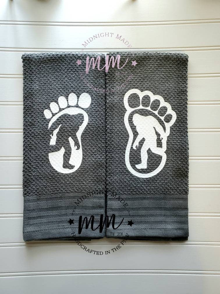 Bigfoot Sasquatch Yetty Yeti decor, funny towel decor Midnight Made Sasquatch