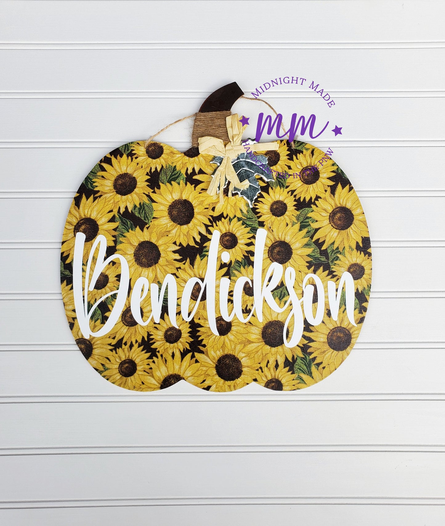 Buffalo Plaid Sunflower Pumpkin fall door hang decor