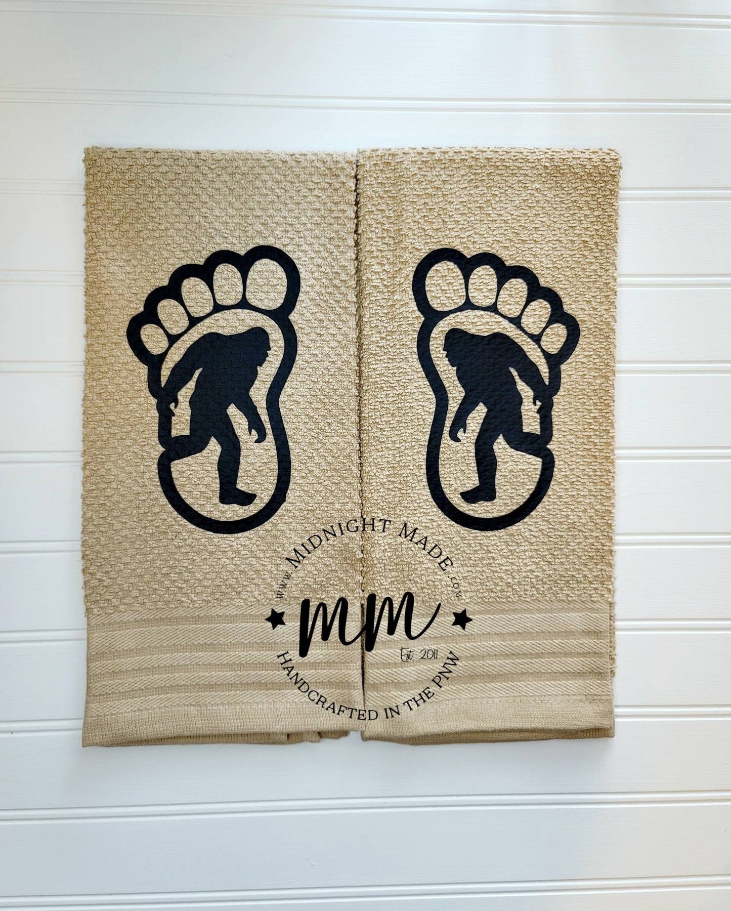 Bigfoot Sasquatch Yetty Yeti decor, funny towel decor Midnight Made PNW