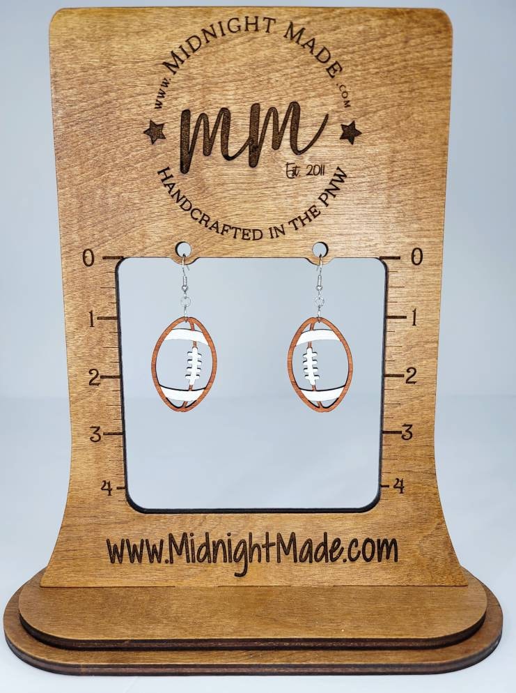 Football wood earrings NFL Midnight Made vegan Lightweight