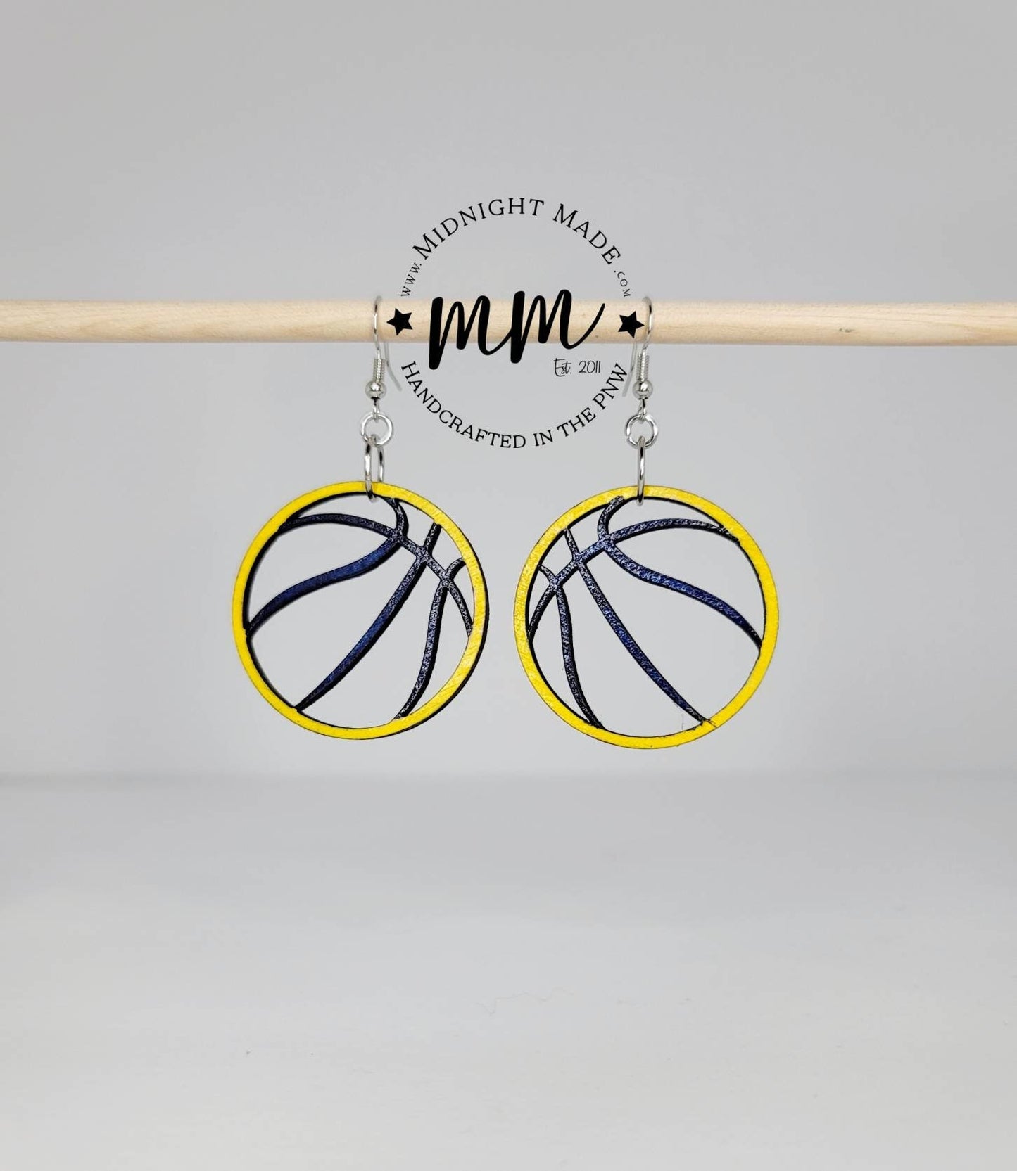 Wood basketball earrings NBA team spirit school team Midnight Made