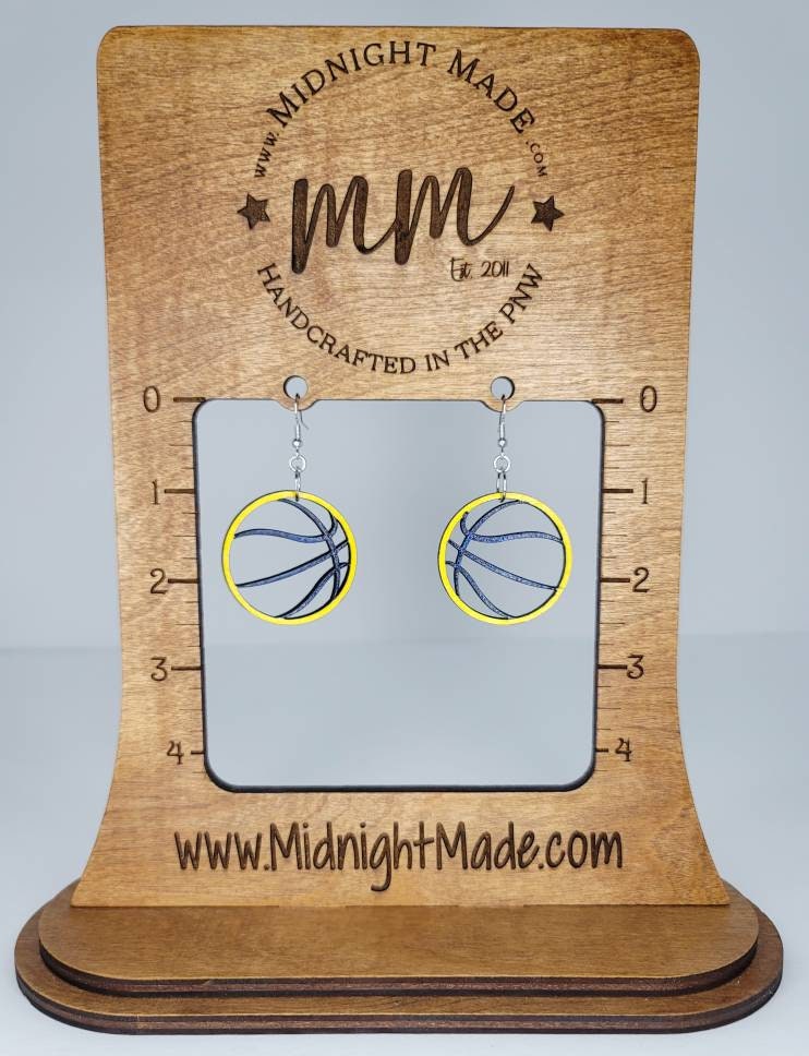 Wood basketball earrings NBA team spirit school team Midnight Made