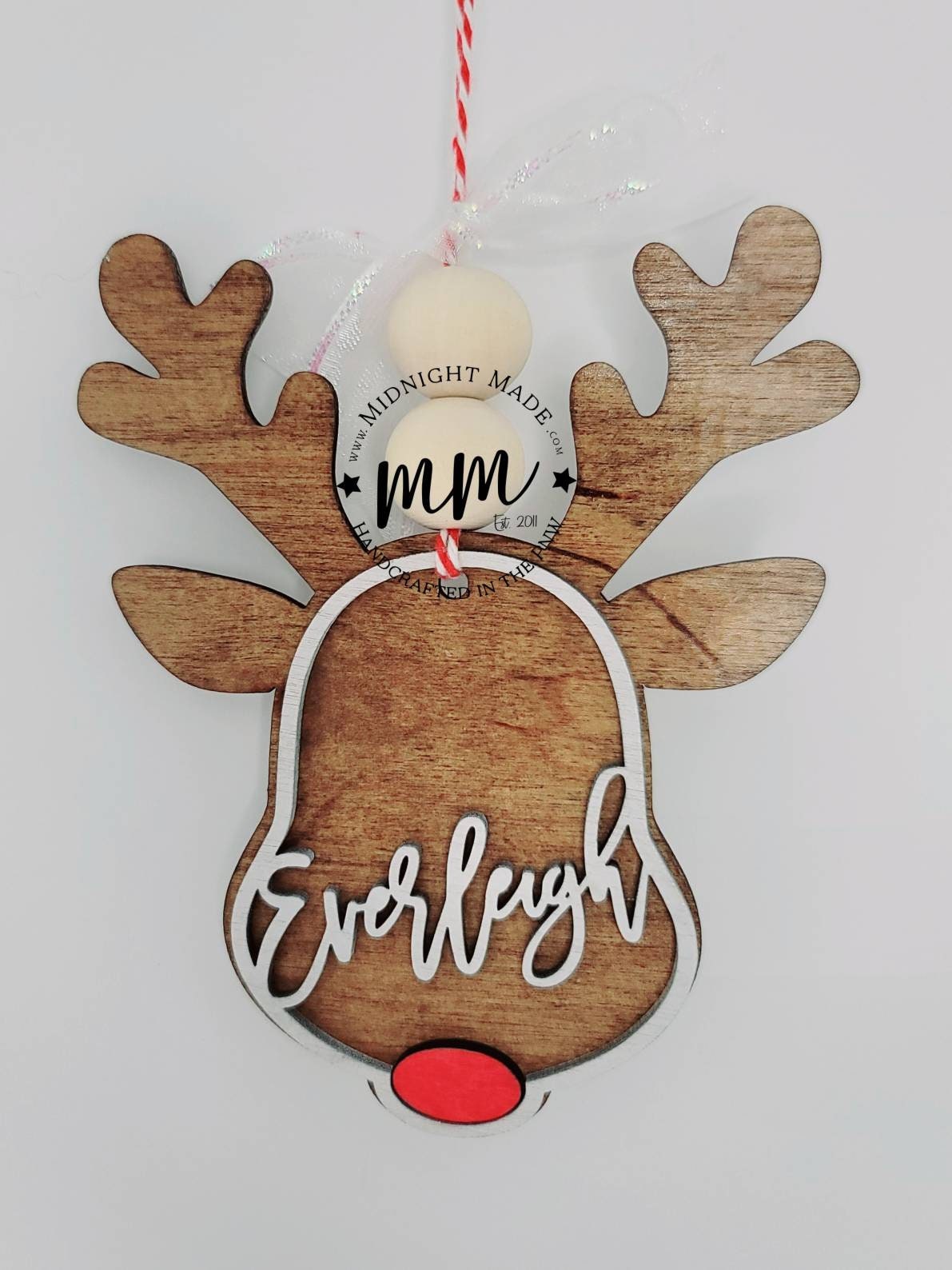 Reindeer Name 2022 Family Ornament Wood Christmas tree ornament Midnight Made Christmas Rudolph