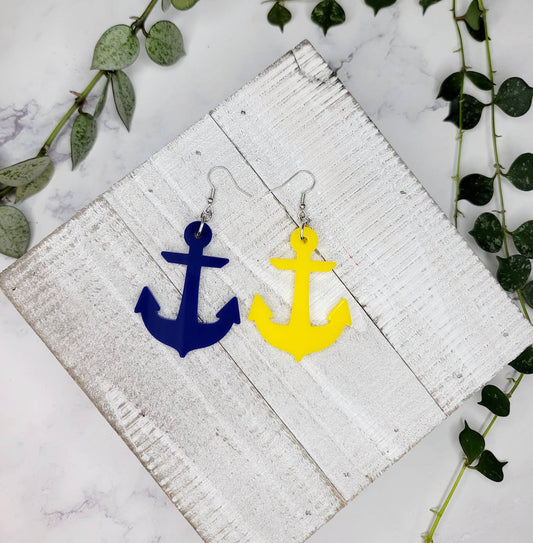 Anchor marine nautical earrings. Lightweight cute drop dangle earring.