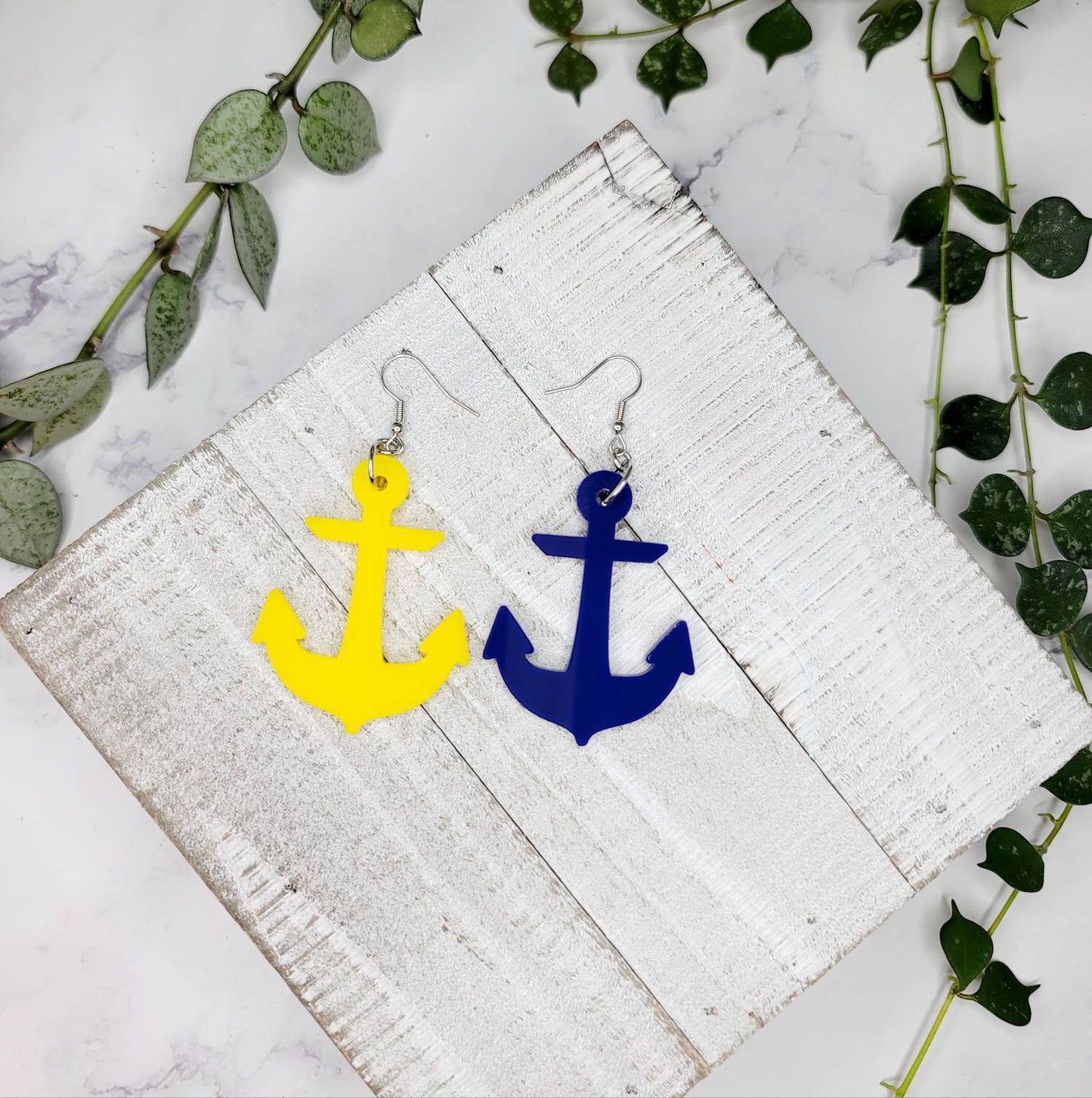 Anchor marine nautical earrings. Lightweight cute drop dangle earring.