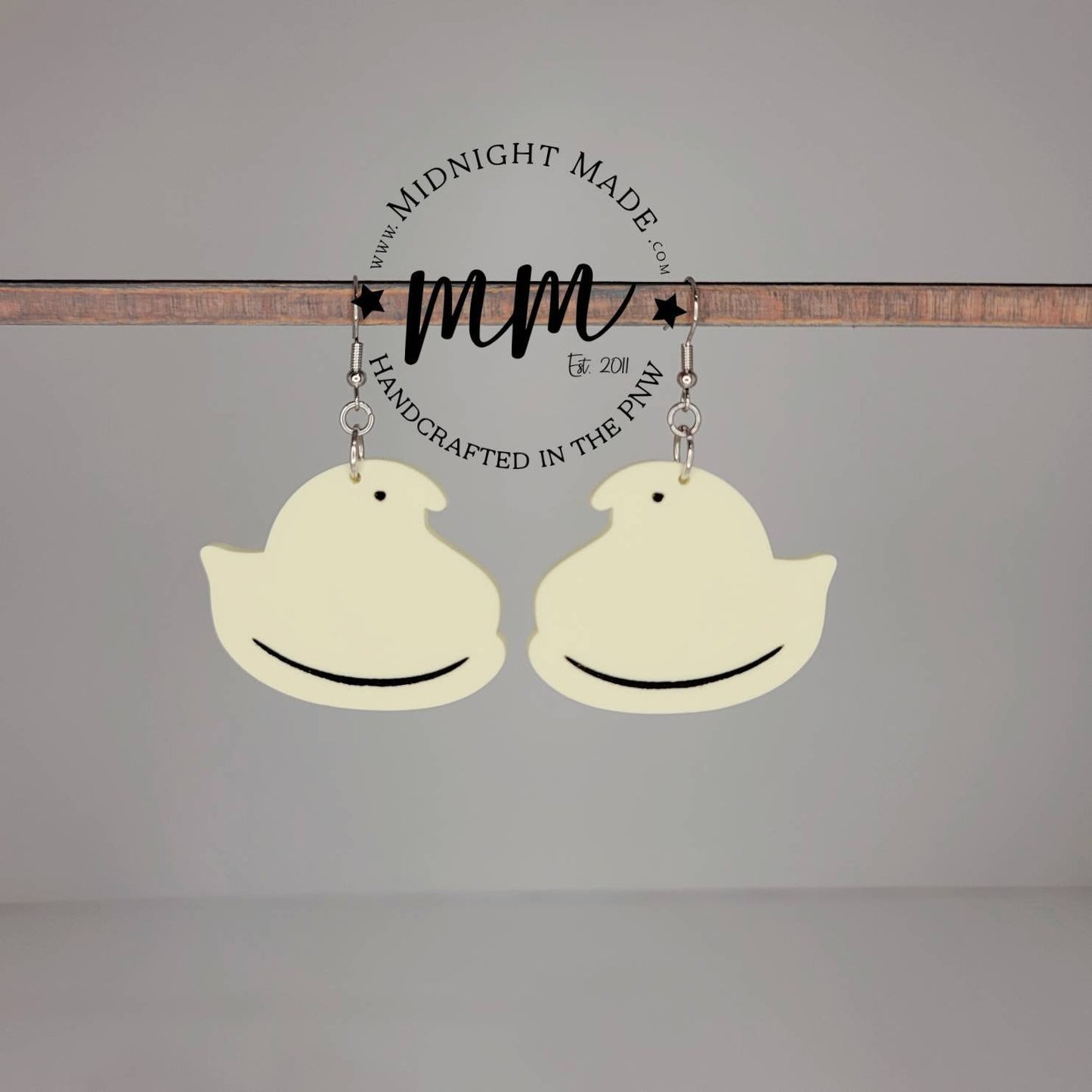 Mommy and Me Easter Earrings. Marshmallow Peep chick drop dangle earrings. Midnight Made