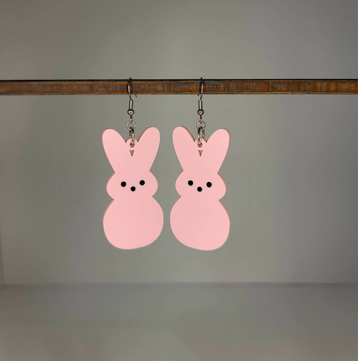 Mommy and Me Easter Earrings. Marshmallow Peep bunny Spring drop dangle earrings. Midnight Made. Pink bunnies