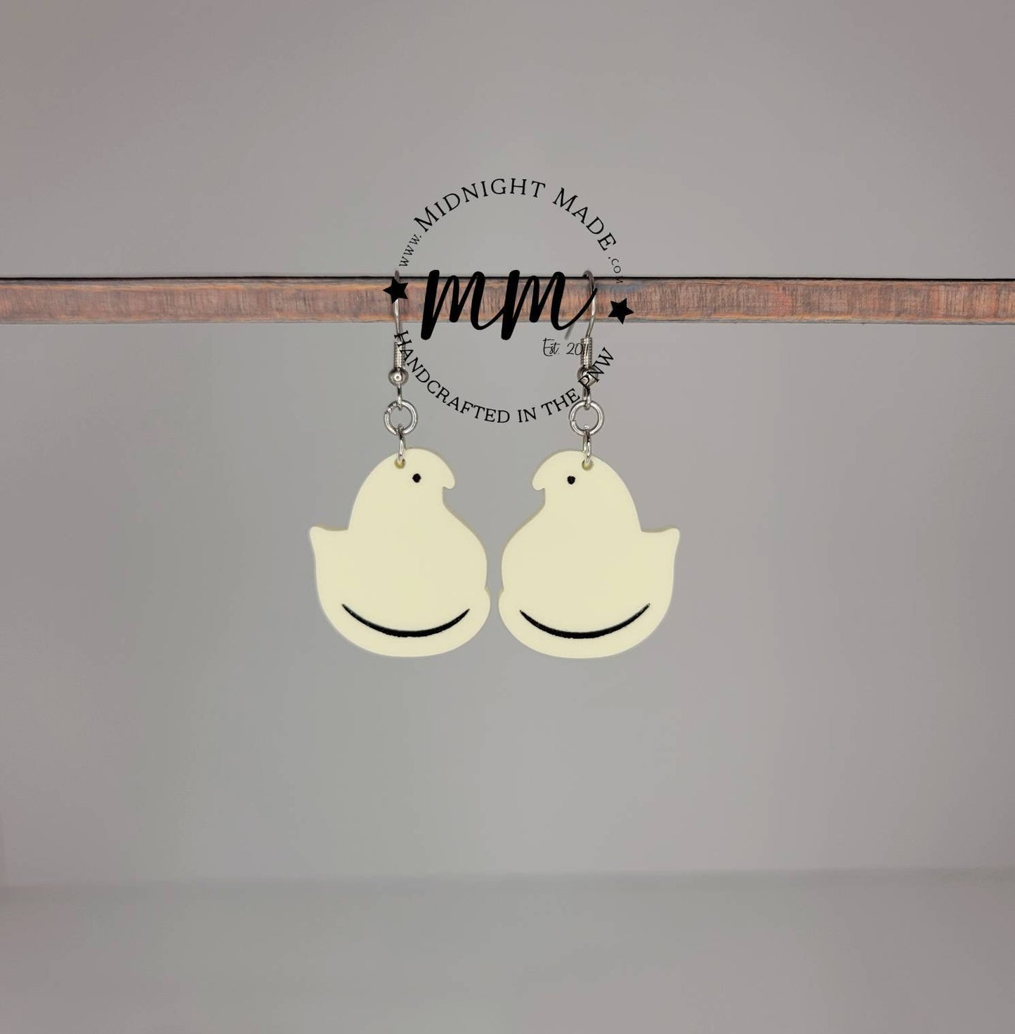 Mommy and Me Easter Earrings. Marshmallow Peep chick drop dangle earrings. Midnight Made